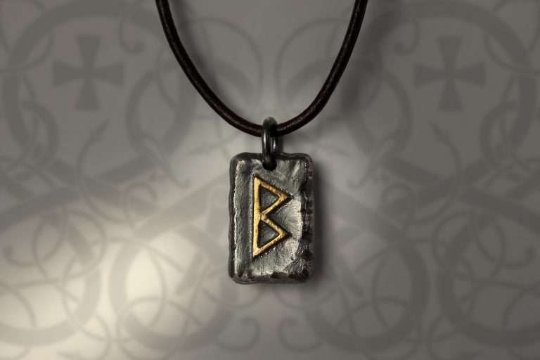 handmade silver and gold futhark initial pendant necklace