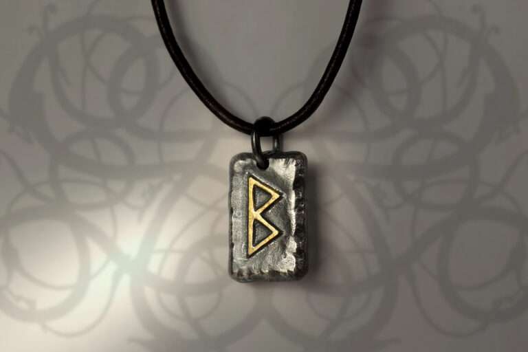 handmade silver and gold futhark initial pendant necklace