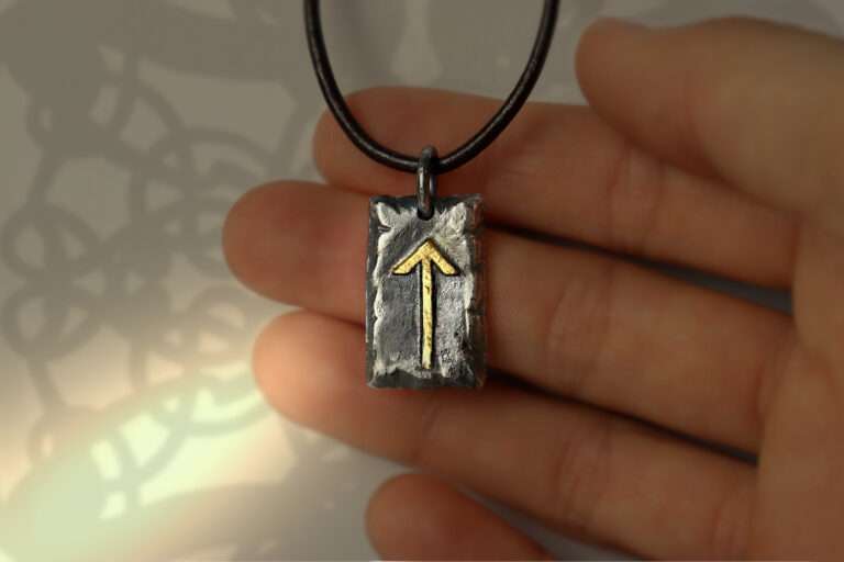 handmade silver and gold futhark initial pendant necklace