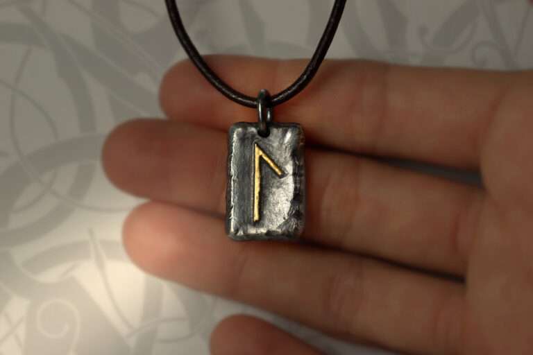 handmade silver and gold futhark initial pendant necklace