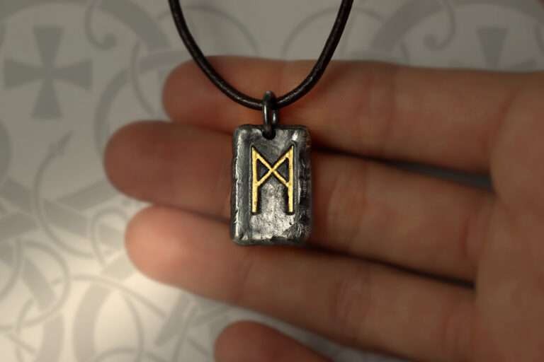 handmade silver and gold futhark initial pendant necklace
