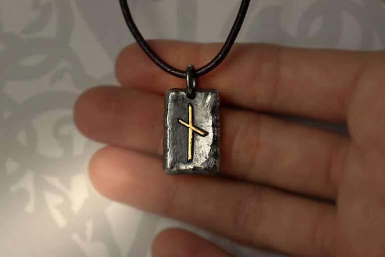 handmade silver and gold futhark initial pendant necklace