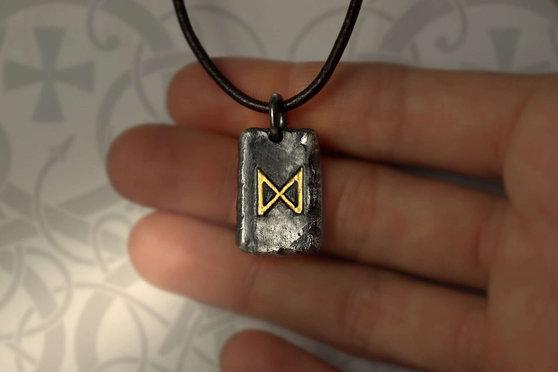handmade silver and gold futhark initial pendant necklace