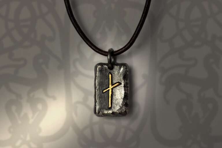 futhark viking pendant necklace in gold and silver
