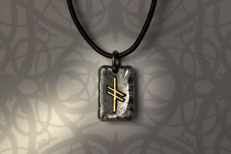 handmade futhark silver and gold pendant viking style