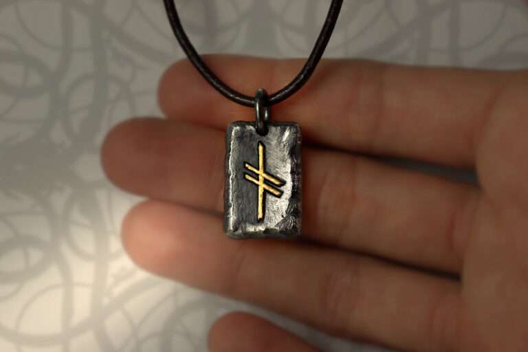 handmade futhark silver and gold pendant viking style