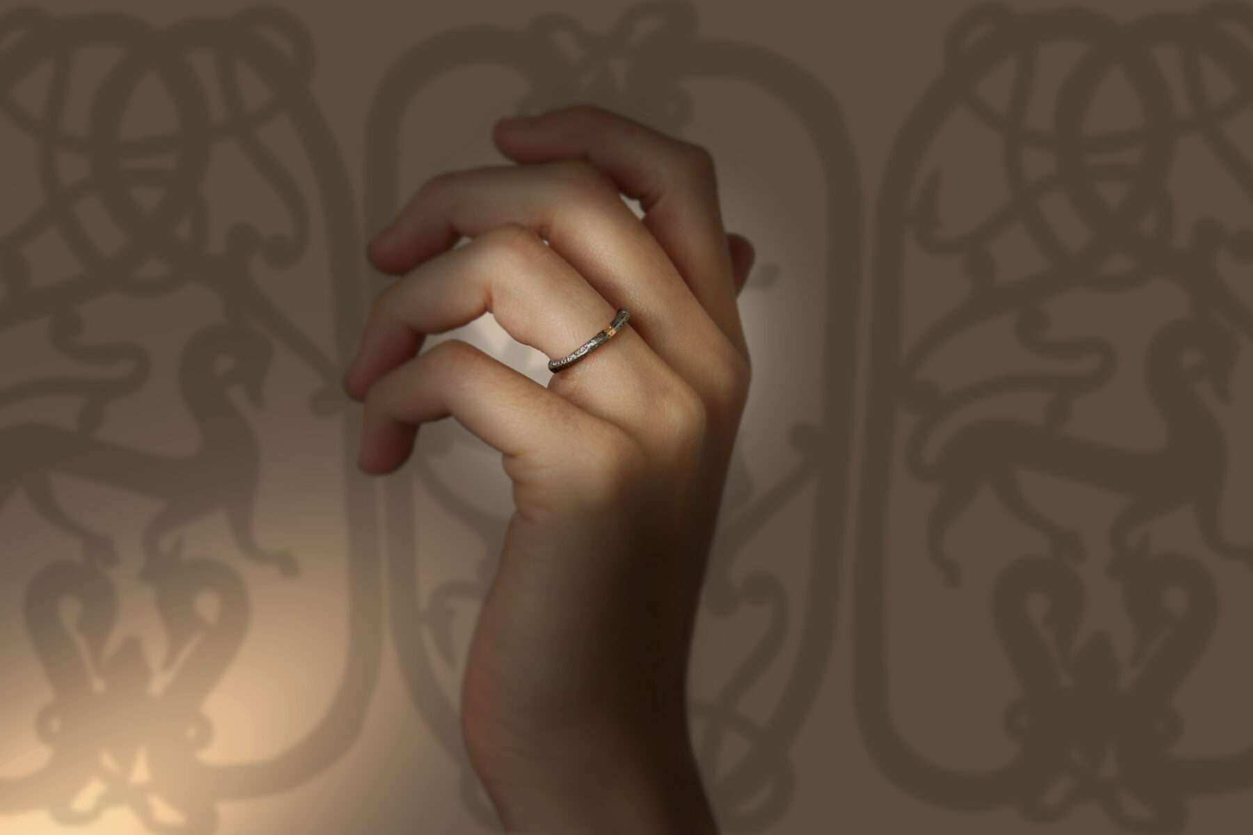 handmade viking ring in silver and gold