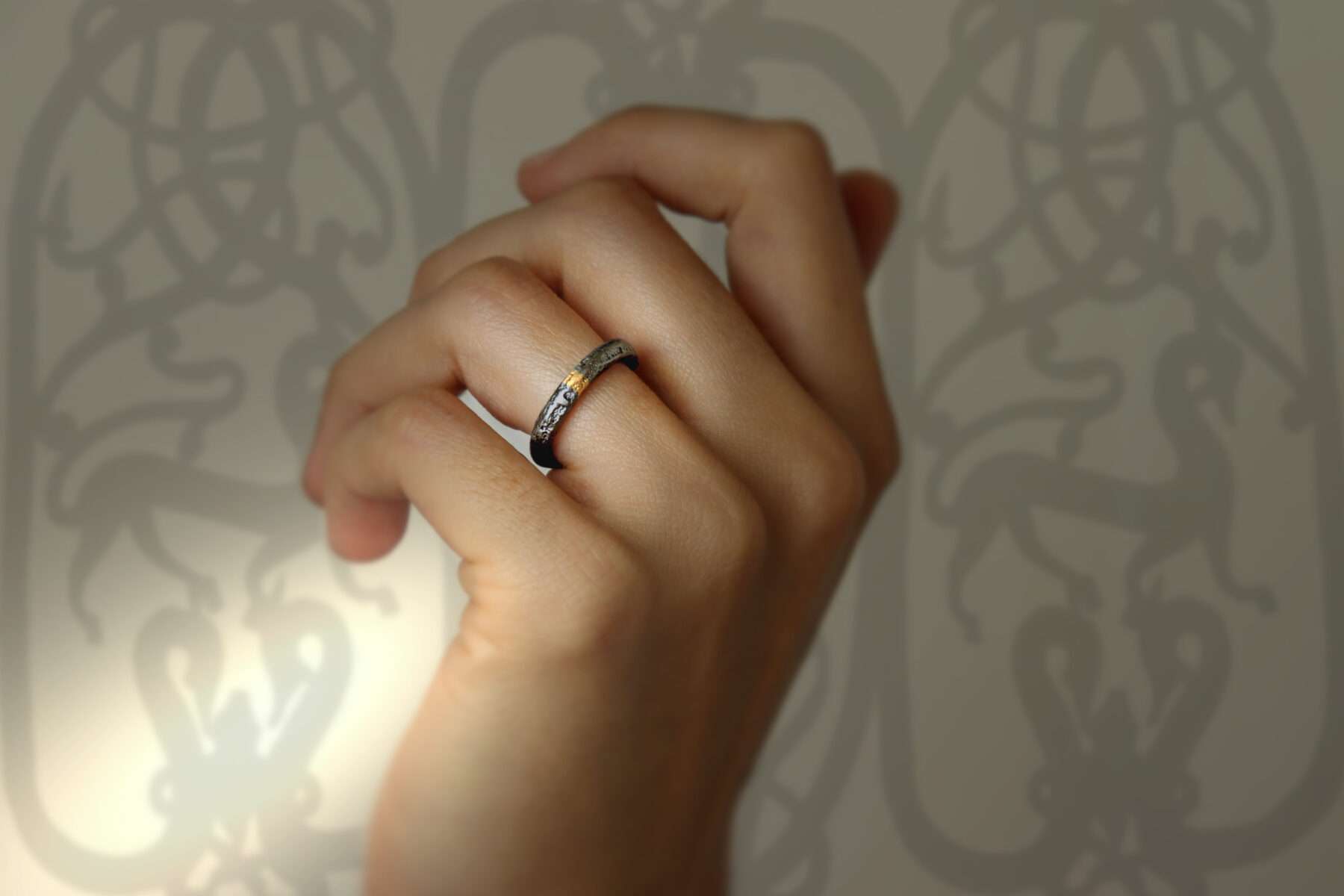 handmade viking ring in silver and gold