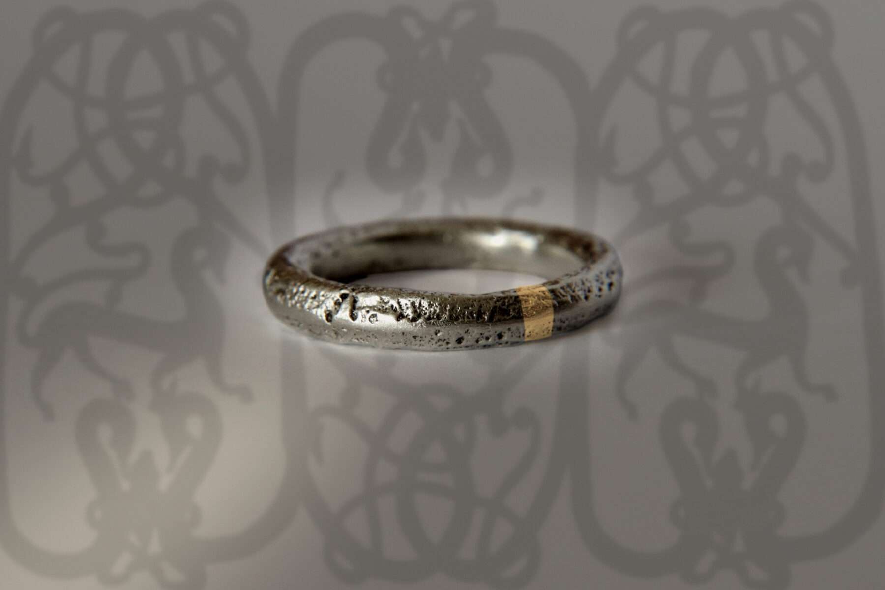 handmade viking ring in silver and gold