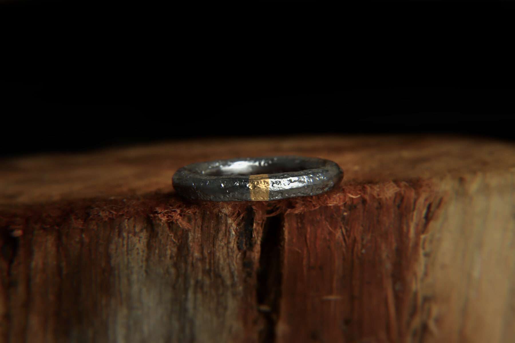 handmade viking ring in silver and gold