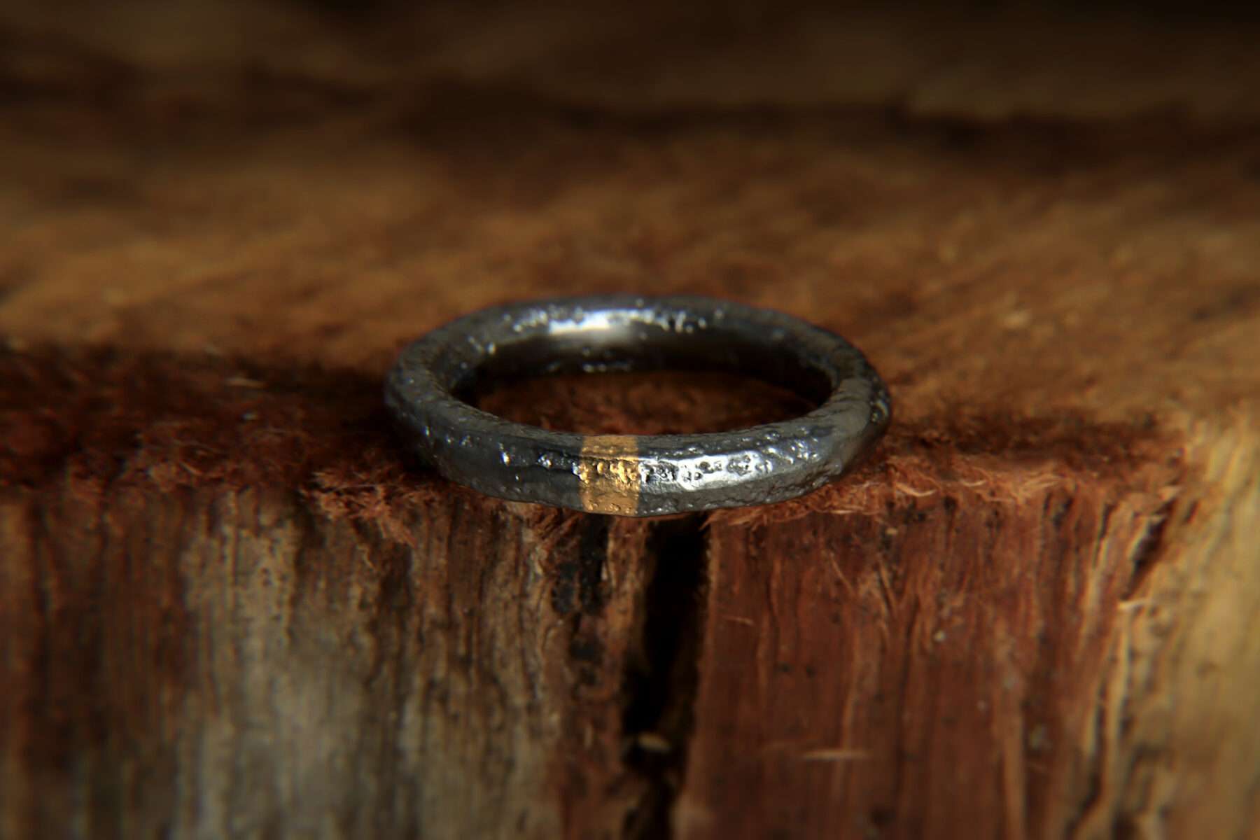 handmade viking ring in silver and gold