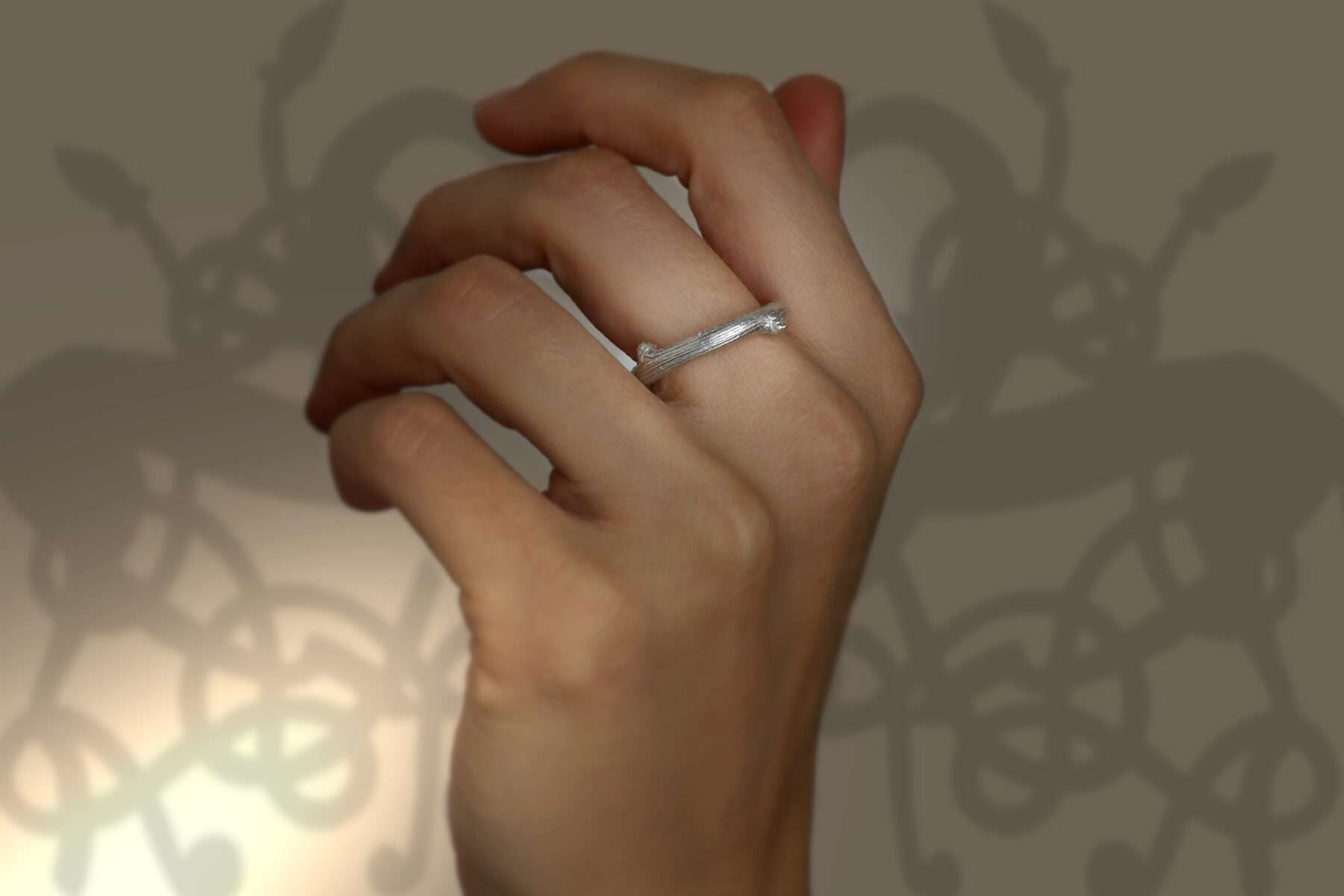handmade viking silver twig ring