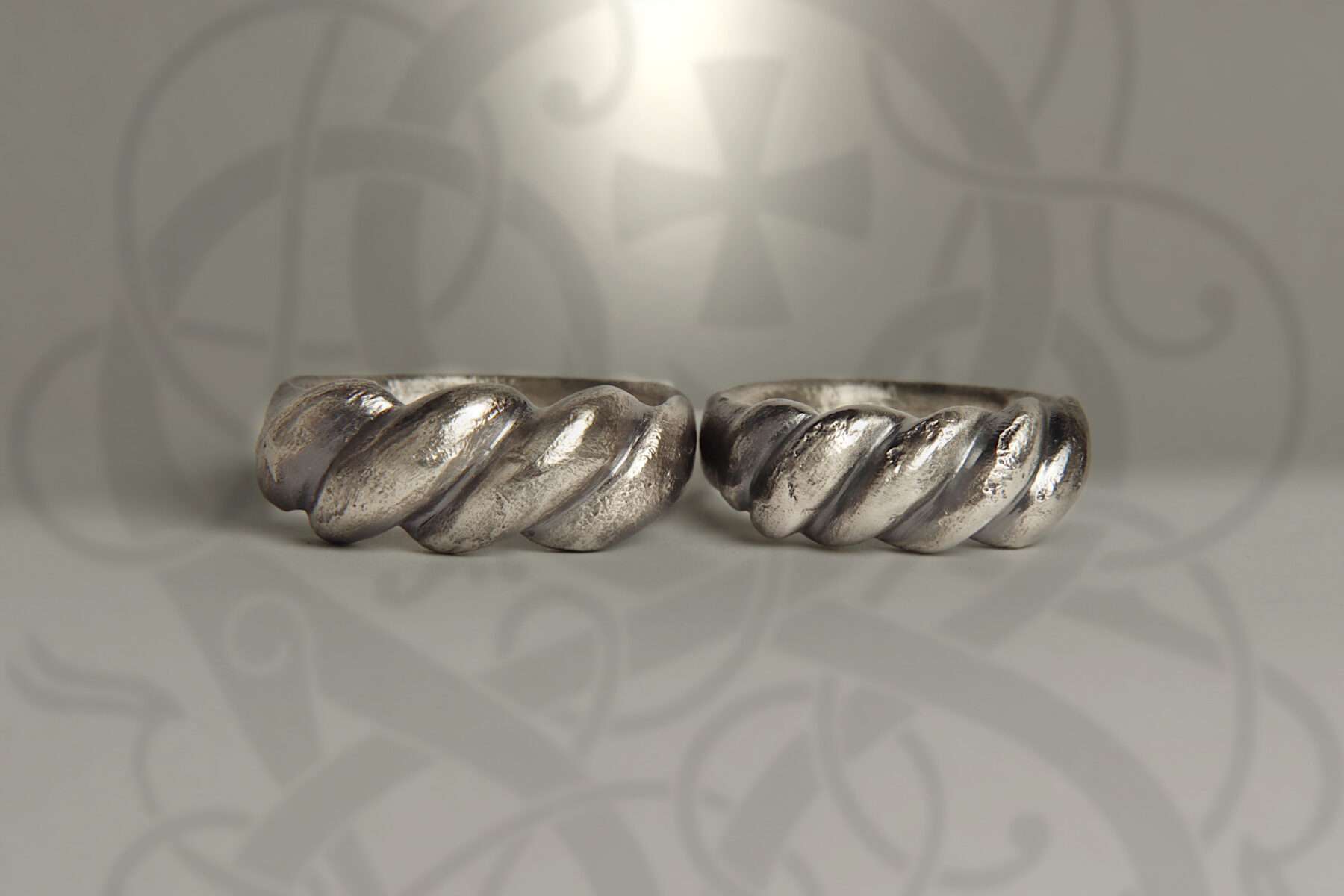 00800081silver_01 handmade silver viking twist ring set wedding rings