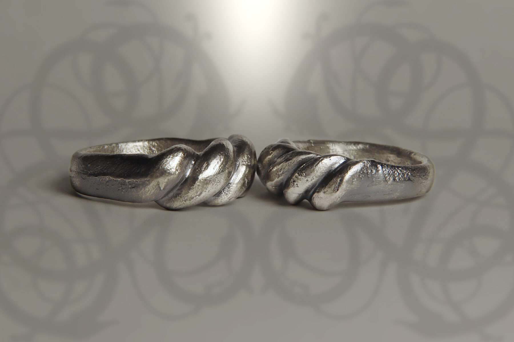 00800081silver_04 handmade silver viking twist ring set wedding rings