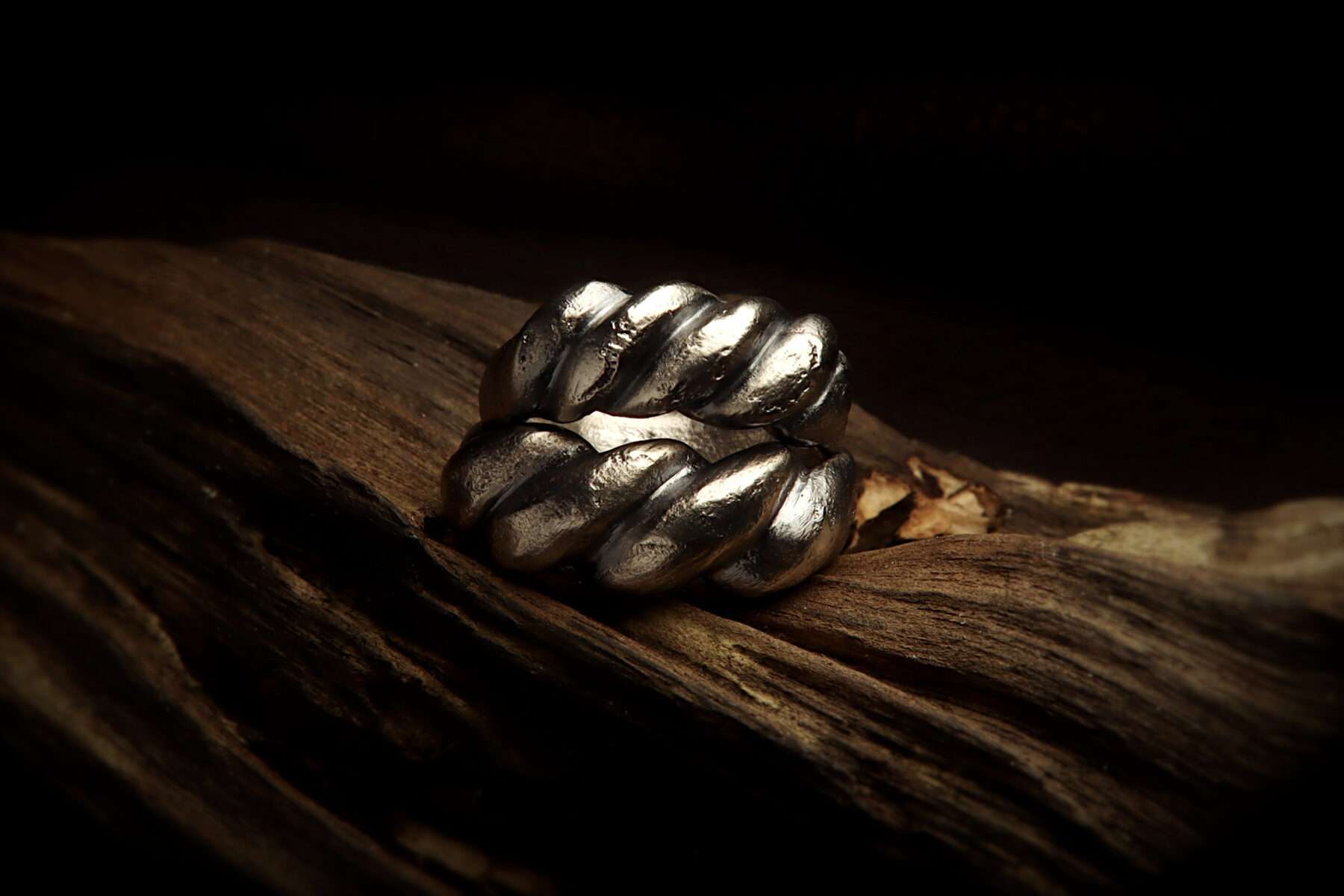 00800081silver_wood2 handmade silver viking twist ring set wedding rings