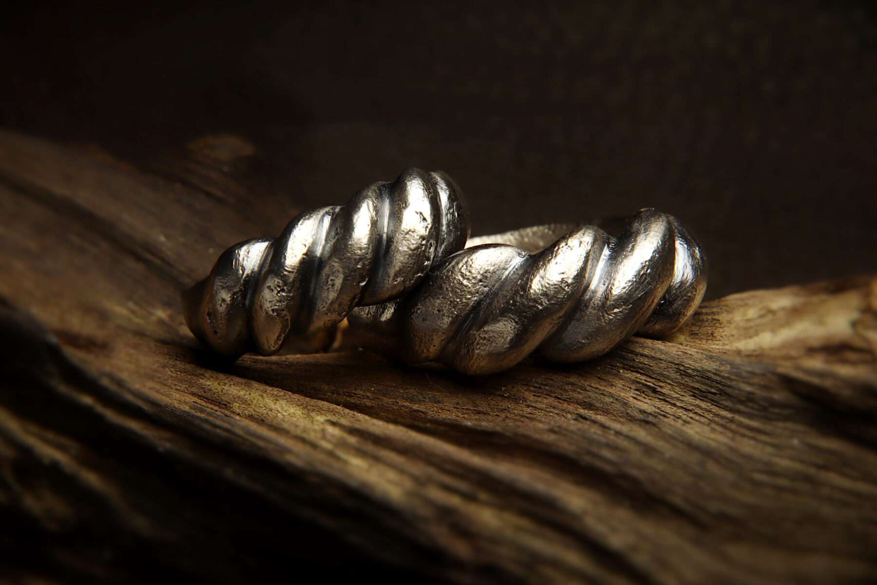 00800081silver_wood3 handmade silver viking twist ring set wedding rings