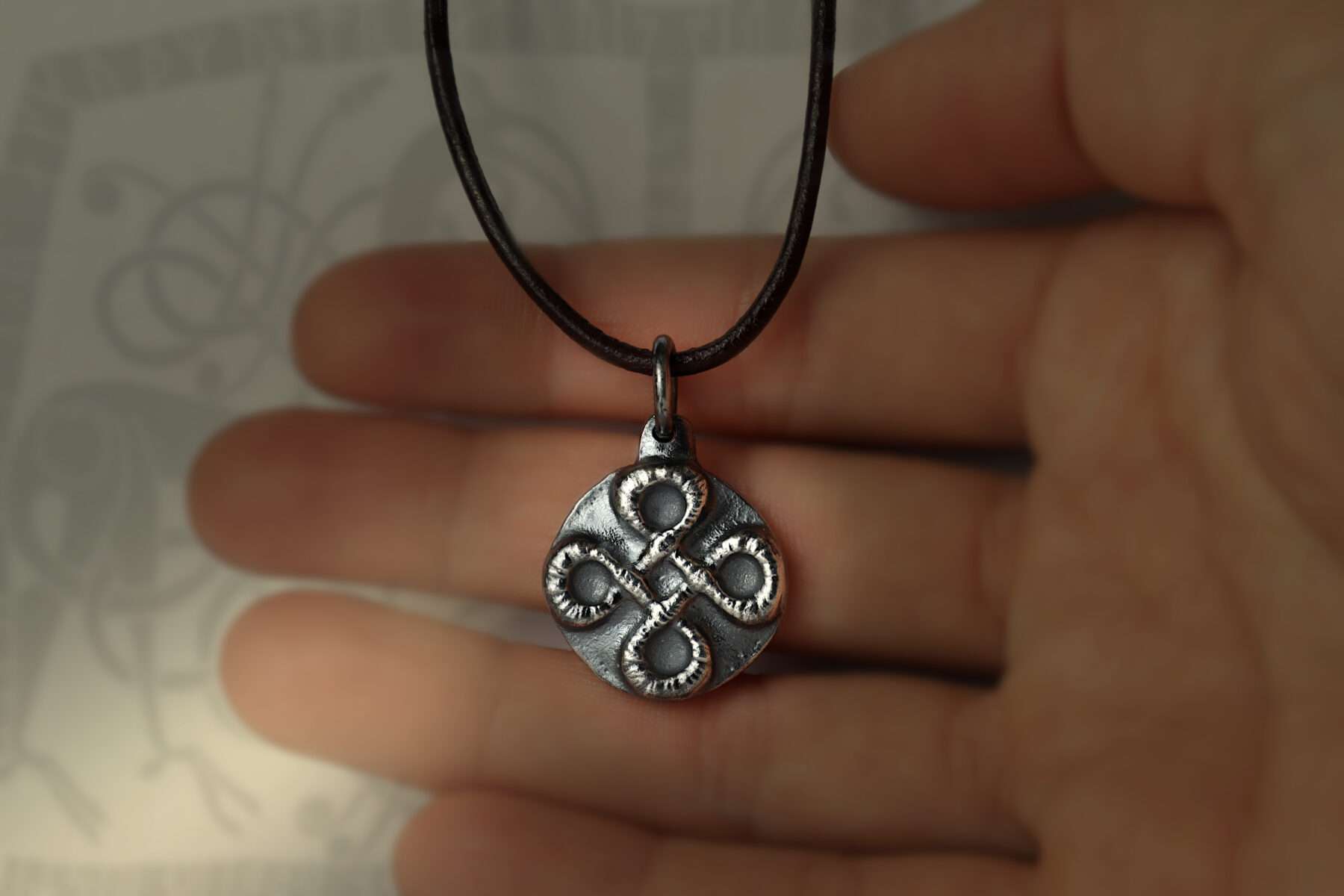 handmade viking shield knot pendant necklace