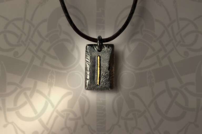 handmade silver and gold futhark pendant necklace