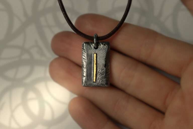 handmade silver and gold futhark pendant necklace