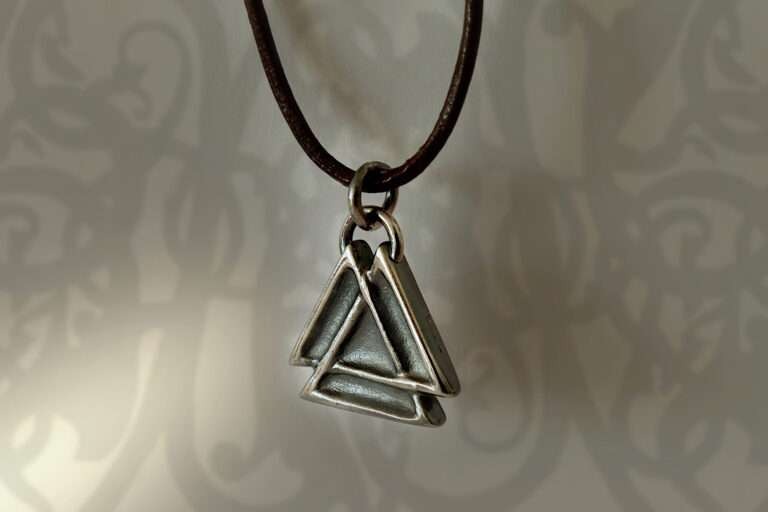 handmade sterling silver valknute necklace
