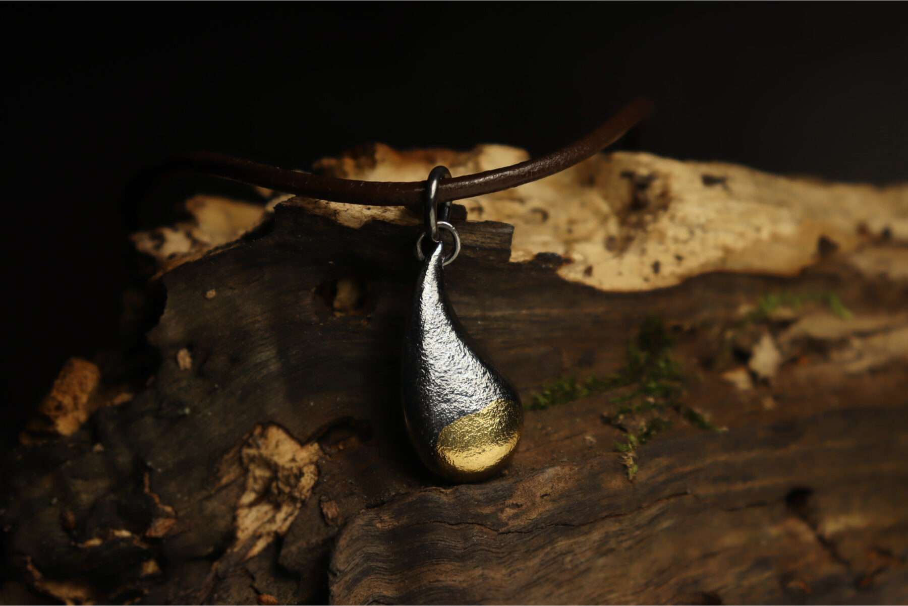 handmade silver and gold viking freyjas tear pendant necklace