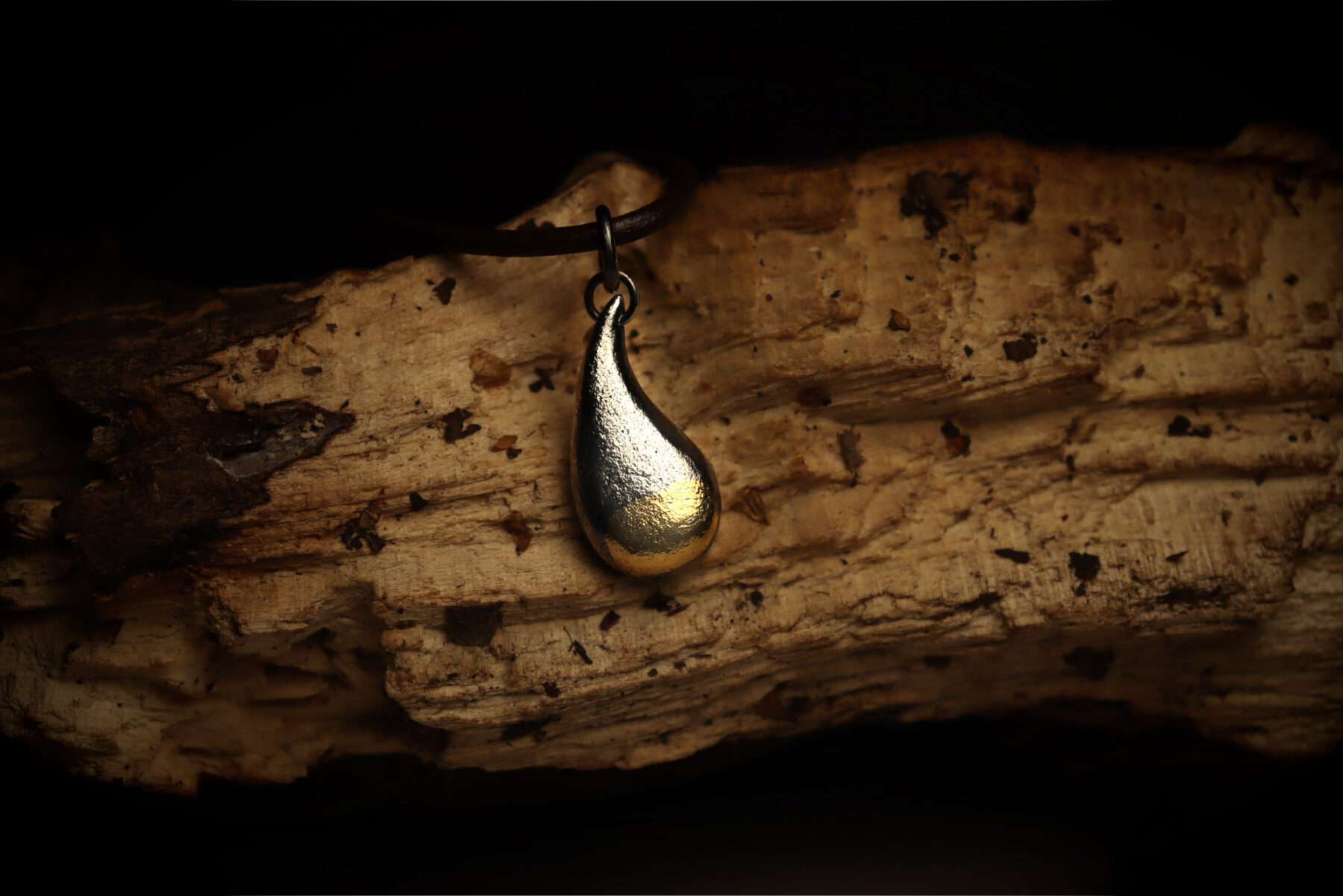 handmade silver and gold viking freyjas tear pendant necklace