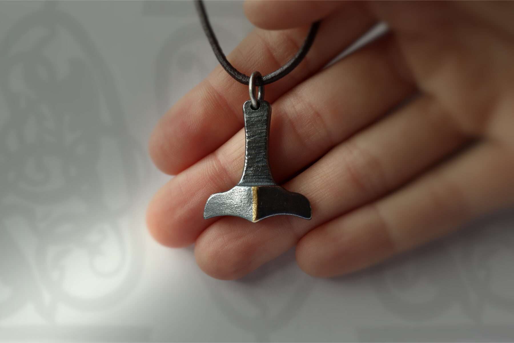 mjolnir thor's hammer pendant in silver and gold