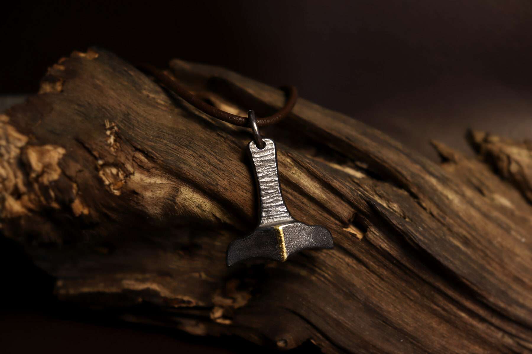 mjolnir thor's hammer pendant in silver and gold