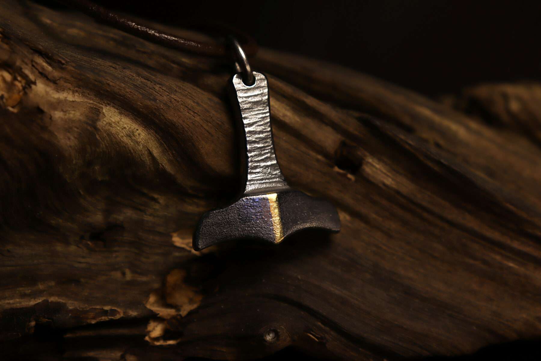 mjolnir thor's hammer pendant in silver and gold