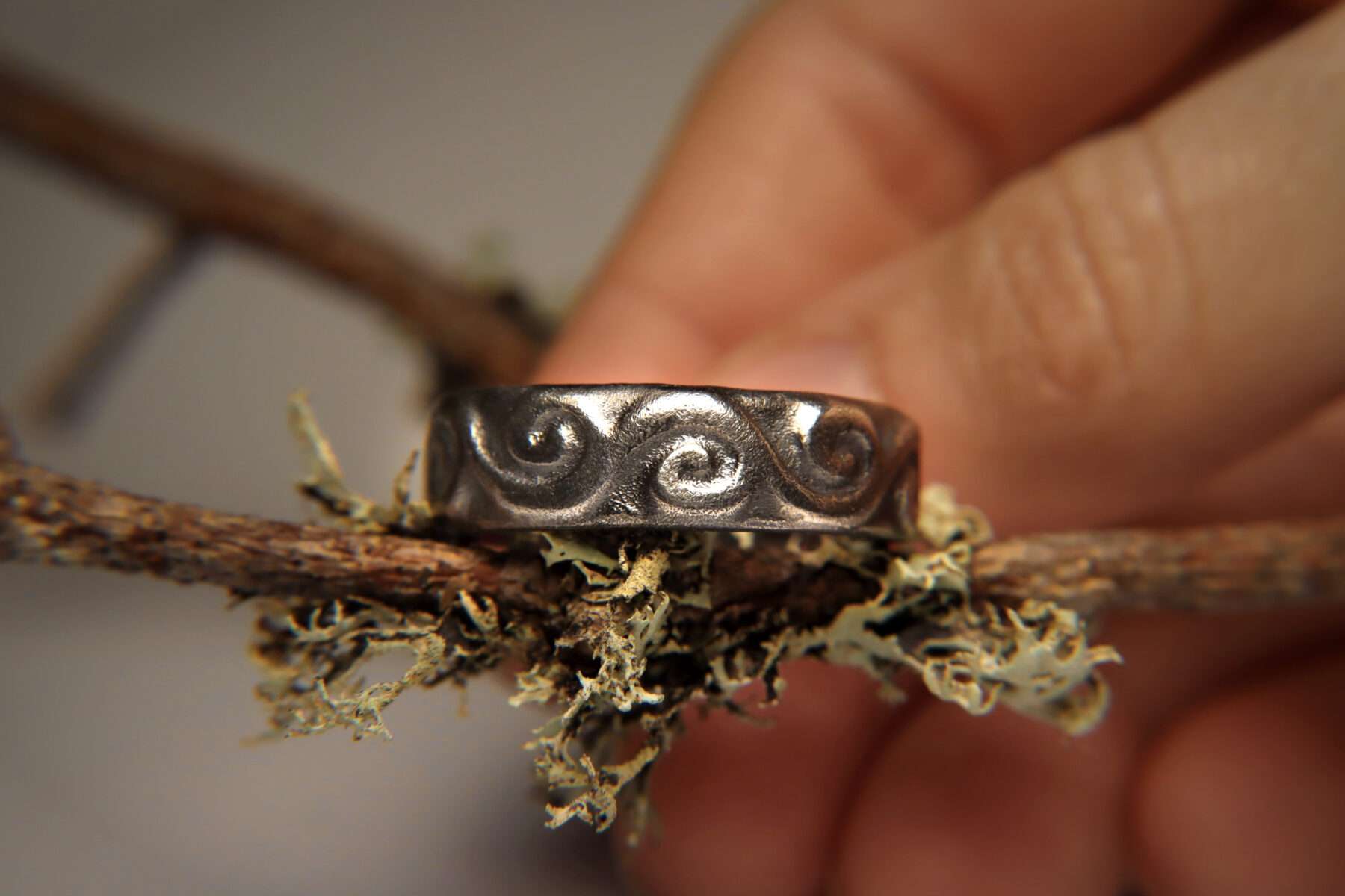 viking filigree ring on branch moss silver viking filigree ring